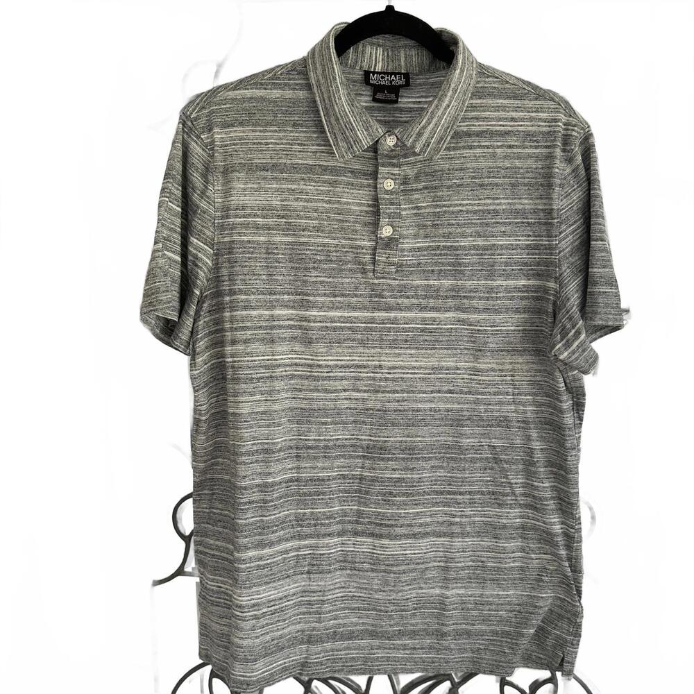 Michael Michael Kors Striped Gray Man's Polo Shirt - Size L